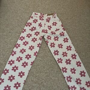 Cotton on Pink Flowered Loose Leg Jeans